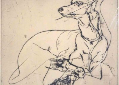 Mike Moor MM18 'Greyhound facing left' drypoint unframed £225