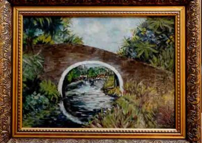 Myriam Burton MB02 'Dowley Gap Canal Bridge' oil on board framed to 41x30cm £180