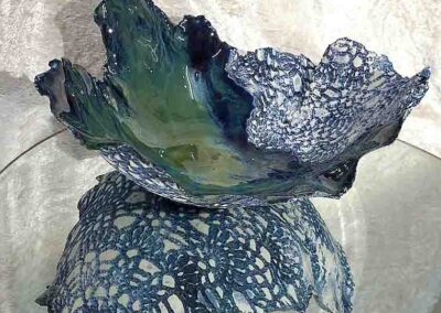 Nettleton Pottery NP25 Freda. Cobalt.Blue Green. porcelain 22x20x6.5cm £80
