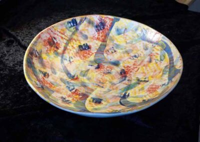 Nina Wright NW11 Large ceramic bowl multi coloured swirls-£100