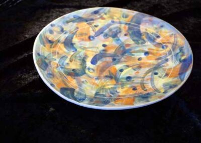 Nina Wright NW14 ceramic platter multi coloured swirlsr £100