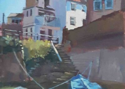 Pam Bumby PB10 'A Sunny Corner, Staithes' oil on board 10x8in £230