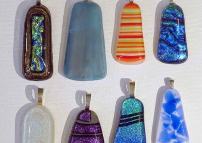 Pat Beard PB22to29 Tapered pendants 1 to 8 . Fused glass £25
