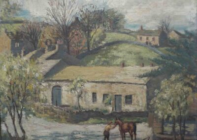 Percy Monkman 1892-1986 PM01 'Thorpe, from Burnsall Side' 1959 gouache 48x36cm £220