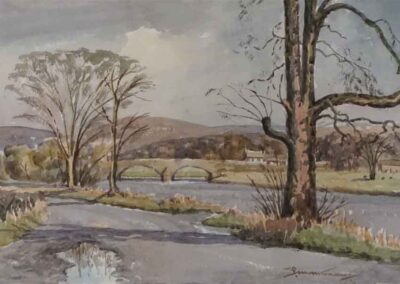 Percy Monkman 1892-1986 PM16 'Autumn day, Bolton bridge' 1977 watercolour framed to 66x54cm £100