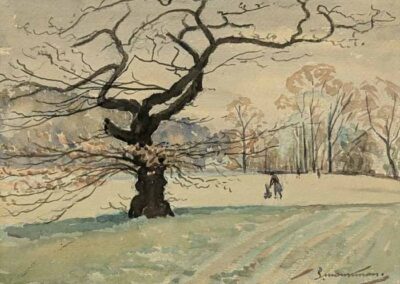 Percy Monkman 1892-1986 PM21 'Old Oak Tree, Shipley Golf Course' watercolour 36x26cm framed to 39x29cm £140