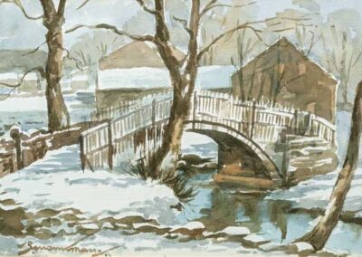 Percy Monkman 1892-1986 PM23 'Beckfoot bridge, Bingley' watercolour 30x20cm framed to 53x43cm £140