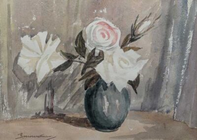 Percy Monkman 1892-1986 PM24 'Roses in a vase'watercolour 40x31cm framed to 56x47cm £20
