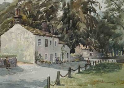 Percy Monkman1892-1986 PM21 'Leafy Linton; Fountaine Inn' watercolour 51x37 framed to 69x55cm lr £260