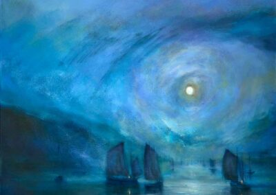 Rachel Hinds CA41 'Sailing by Moonlight' oil 50x60cm framed £300