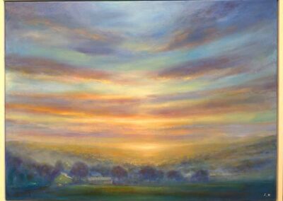 Rachel Hinds CA42 'Sunrise and Sunset' oil 63x43cm framed £300
