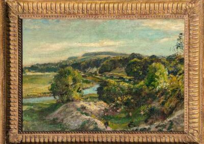 Reginald Grange Brundrit (1883-1960) River Wharfe Nr Bolton Abbey. Oil 64x44cm framed to78x59cm Unsigned but Sotheby's provenance £750