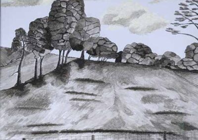 Robert Brough 'A Field in Perigord' Gel Pen and watercolour n.f.slr