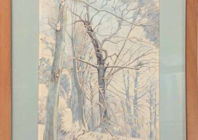 Robert Henry Lee 1915 to 2007 Bingley RL16 'White Winter Woon IV' 1984 Pen and Aquarel pencil 21x30cm framed to 33x42cm SOLD