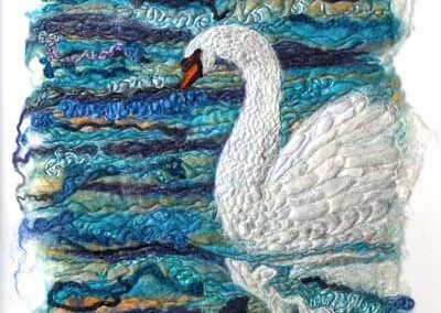 Sarah Lyte (Seven Hands Design) SL27 '1st February (Harden)' Wet felting & embroidery. Framed to 53x43cm £275