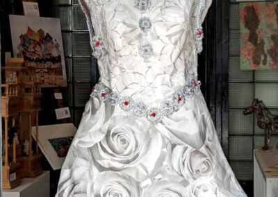 Siyma Hussain SHU02 'Art Dress' front. Papier mache, aluminium foil and other media. H 102cm £800