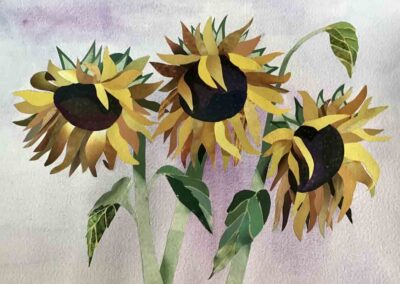 Stella Verity SV13 'Sunflowers' collage and watercolour 80x60cm £340