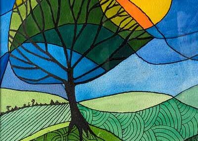 Stella verity SV28 'Settieng Sun' watercolour 29x39cm framed to 43x53cm £150lr