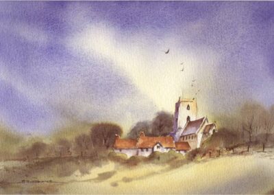 Steve Dunne SD02 'Village Church' Watercolour Framed to 42x53 £95
