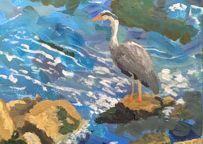 Stevie Metcalfe 'Heron on Rock' £150