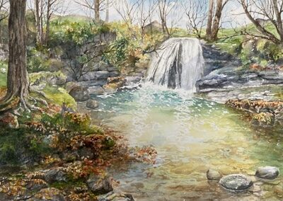 Suzanne McQuade SM28 'End of Autumn Janet Foss' watercolour 30x50cm framed to56x76cm £295