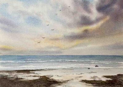 Suzanne McQuade SM31 Evening Glow, Runswick Bay' Watercolour 30 x30cm £275