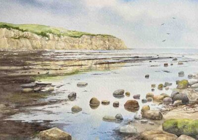 Suzanne McQuade SM32 Reflections Robin Hoods’ Bay' Watercolour 40 x40cm £350