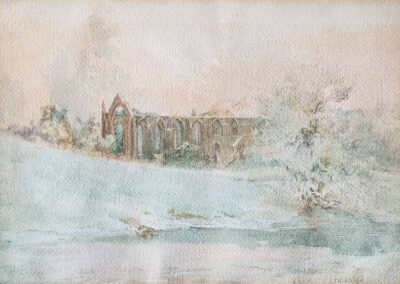 Tom Clifton Butterfield 1856-1935 (Keighley) TCB02 'Bolton Priory, Winter Sunset' 1910 watercolour 36x26cm framed to 53x43cm £200