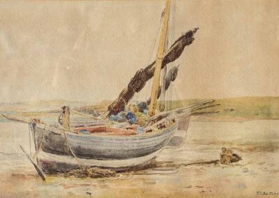 Tom Clifton Butterfield 1856-1935 (Keighley) TCB03 'Lobster Fishing Coble' 1896 watercolour 26x19cm framed to 40x35cm SOLD