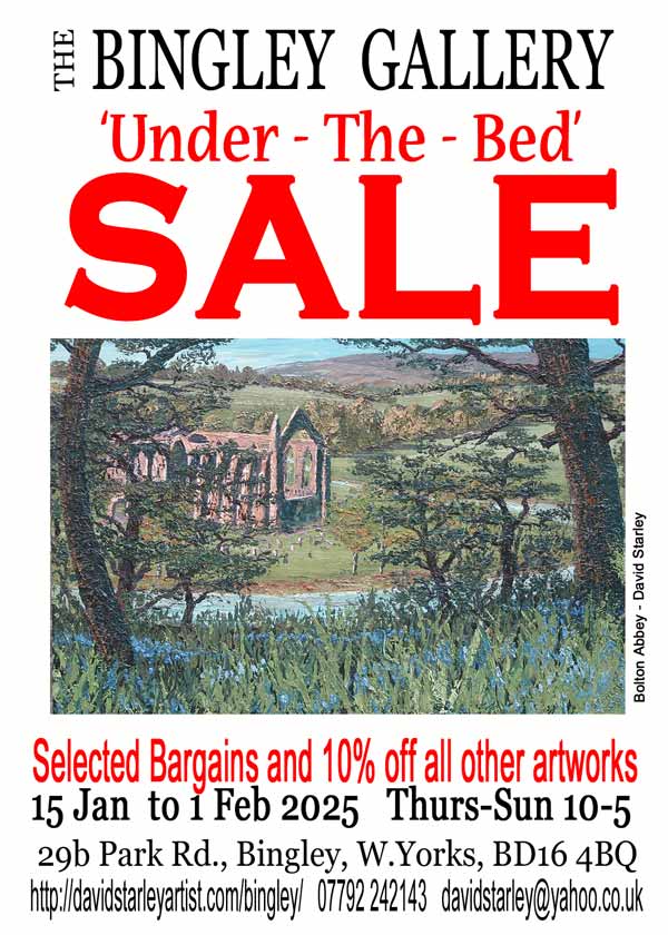 The Bingley Gallery Under the Bed Sale 15 Jan to 1 Feb 2026