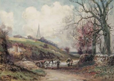 William Manners 1860-1942 WMA02 'Horse and Cart on A Country Lane' Watercolour and Gouache35x23cm Framed to 55x44cm £240