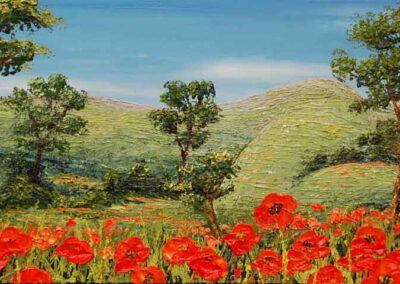 ds273 figurative landscape 6 with poppies 40x16in £150