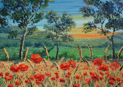 ds278 poppies in wheat with sunset and trees 2013 30x20_ Now £150