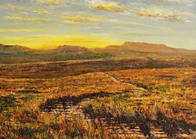 ds395 Descending Pen-y- Ghent, Distant View of Pendle Hill 40x16 2015 SOLD