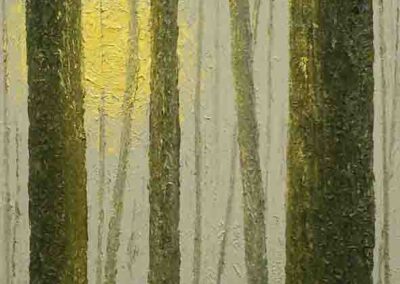 ds424 Ask Alice Pale Sun, Misty Trees 20x20in Was £140 now RESERVED