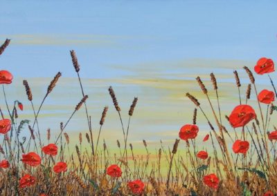 ds466 'Poppies and Wheat Sunset' 40x16" 2017 SOLD