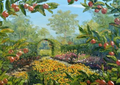 ds553 'Through the Apple Hedge' Harlow Carr Kitchen Garden 30x30" SOLD
