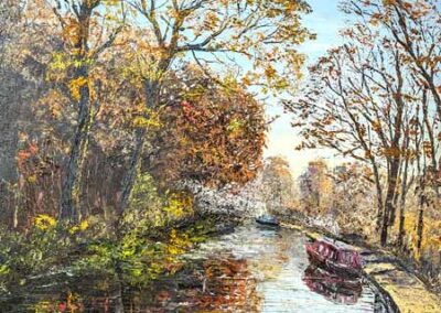 ds693 On the Artist's Stroll to Work. The leeds-Liverpool nr Bingley. 24x30in 2024 £420