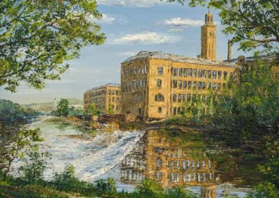 ds699 Saltaire New Mill from the River Aire 40x30in 2024 £750 lr