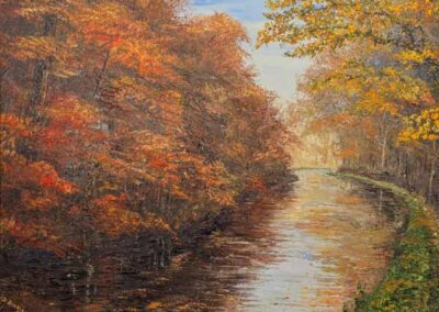 ds726 Leeds Liverpool Canal, Hirst Woods Autumn oil 40x30in 2025 £580